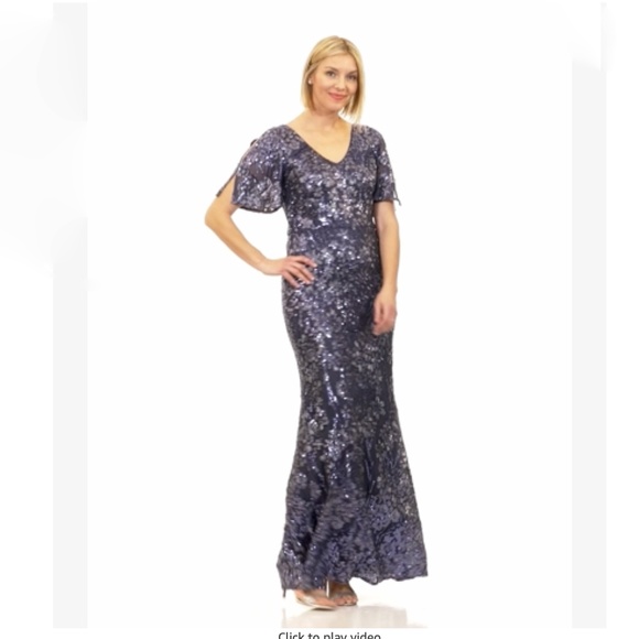 Alex Evenings Women's Sequin Stretch Lace Cold Shoulder Gown NWT - Picture 1 of 16
